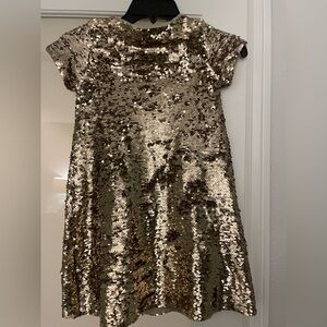 Zara Girls Rose Gold Sequined Holiday Party Dress Size 7 Lined Sparkly